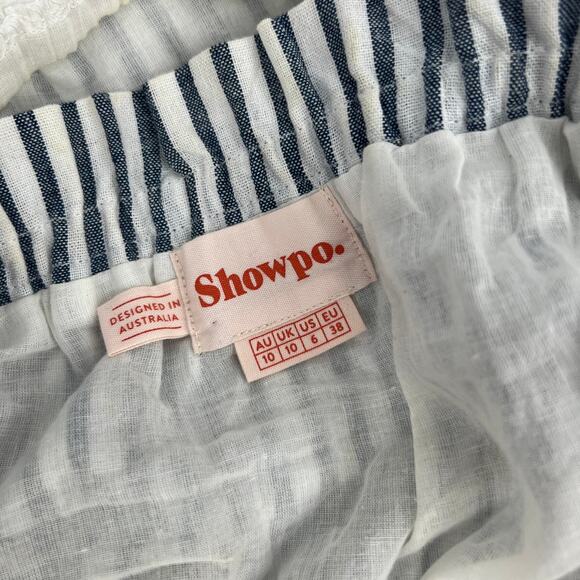 Showpo Blue Striped Mini Top/Skirt Size 6 - Picture 4 of 5